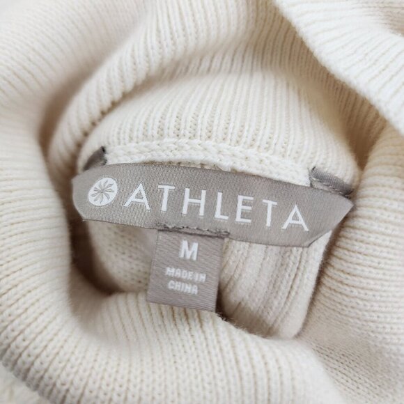 Athleta Mesa Hybrid Merino Wool Blend Turtleneck Sweater Cream Women's Size M - Picture 9 of 11